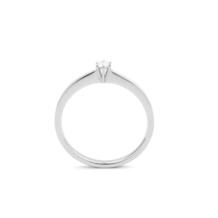 Solitario de oro blanco 18K con diamante