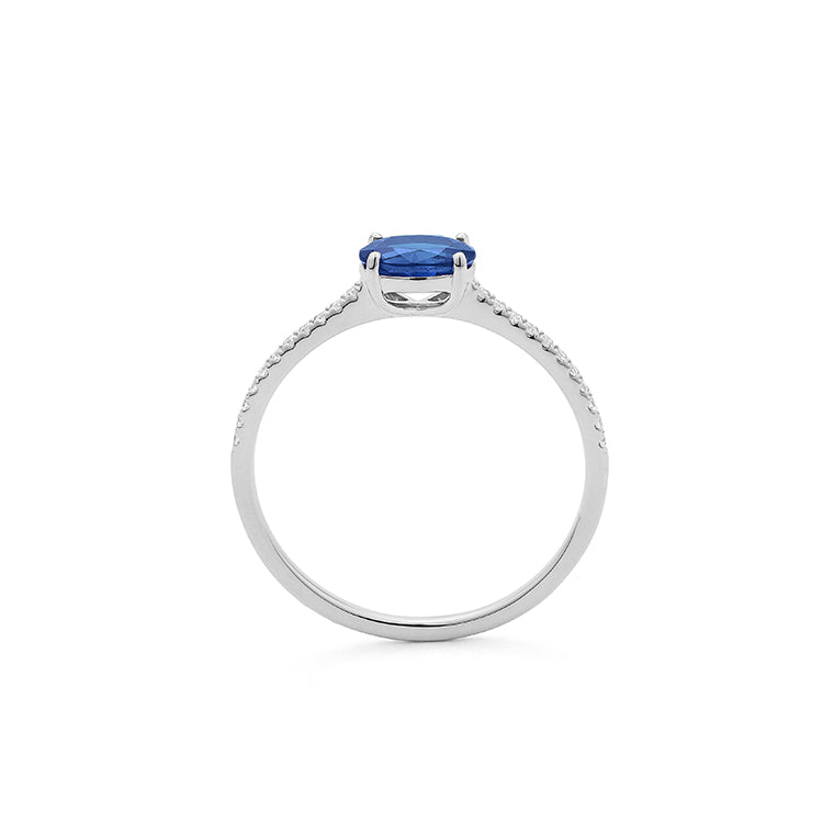 Solitario Centro Oval de Piedra Preciosa a tu elección