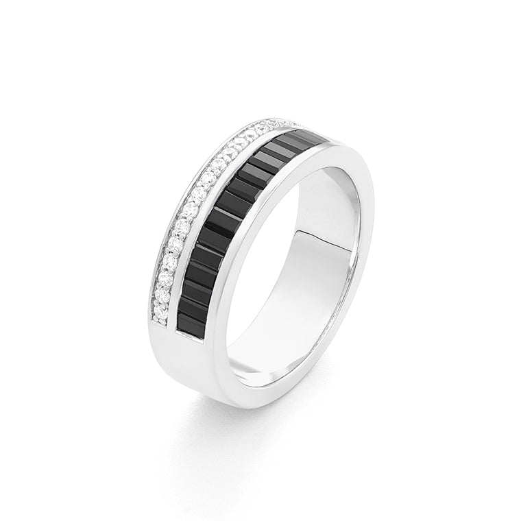 Anillo Diamantes y Piedra de Color a Elegir (6mm ancho)