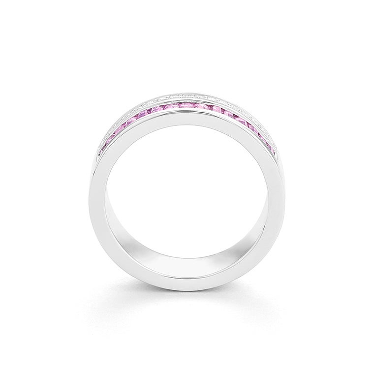 Anillo Diamantes y Piedra de Color a Elegir (6mm ancho)