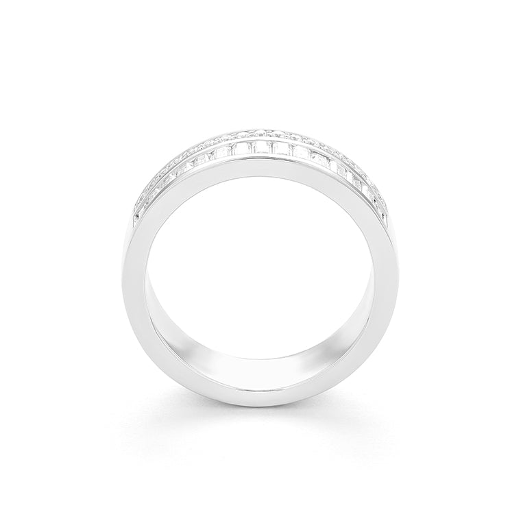 Anillo Diamantes y Piedra de Color a Elegir (6mm ancho)