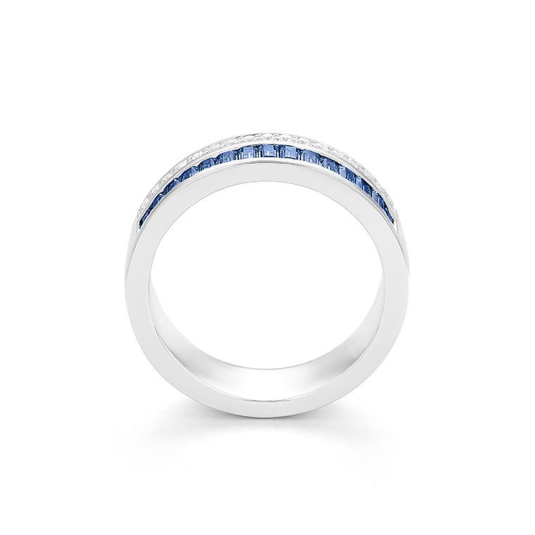 Anillo Diamantes y Piedra de Color a Elegir (6mm ancho)