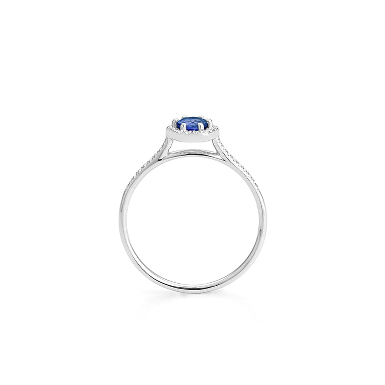 Solitario acompañado hexágono Zafiro