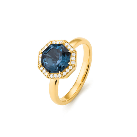 Anillo Piedra de color a tu elección y diamantes