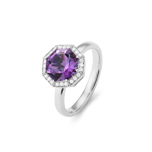 Anillo Piedra de color a tu elección y diamantes