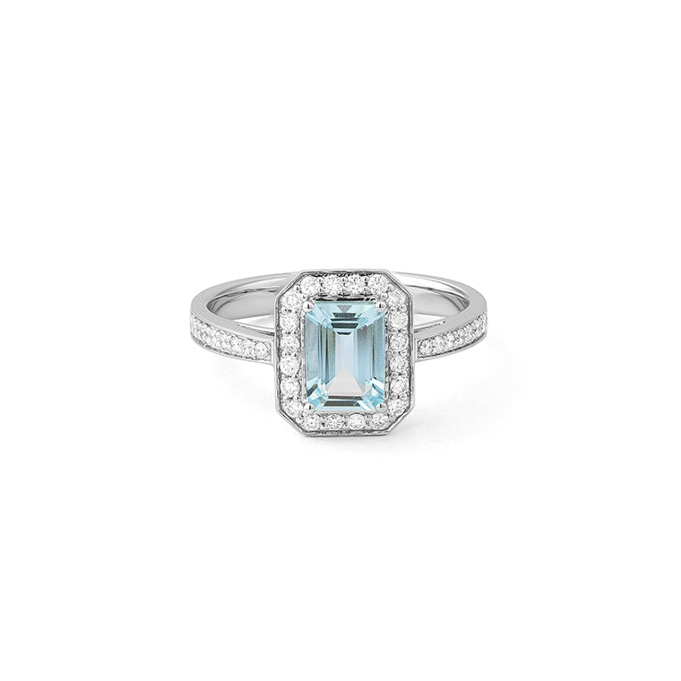Anillo Aguamarina y diamantes