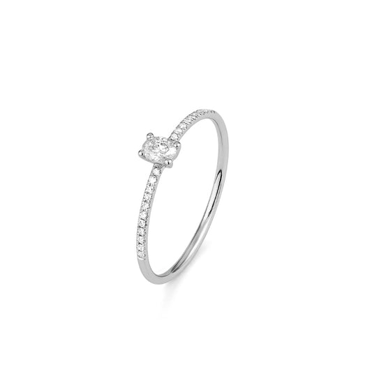 Anillo Solitario acompañado con Centro Diamante Oval
