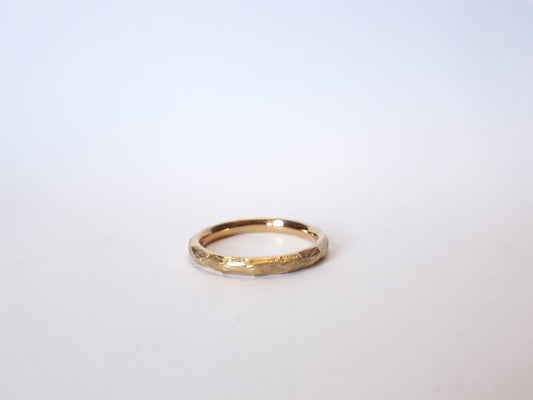 Anillo Hilo Media caña estrecha Madera en oro amarillo